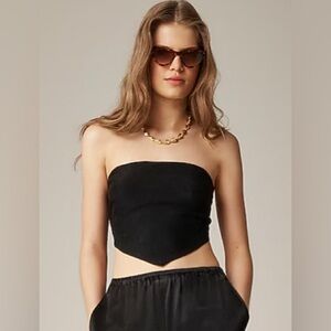 J. Crew Women's Black Tie-Back Tube Top in Textured Satin, Size XXS